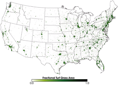 US Map Showing Turfgrass Areas